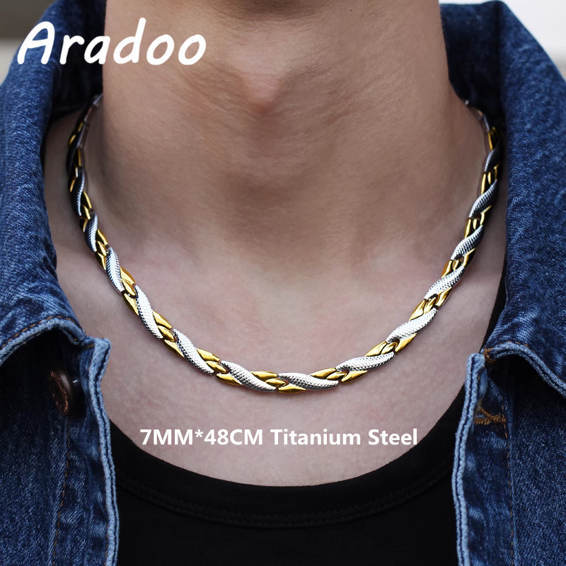 Ansi Chain - ARADOO Титановое стальное ожерелье с узором